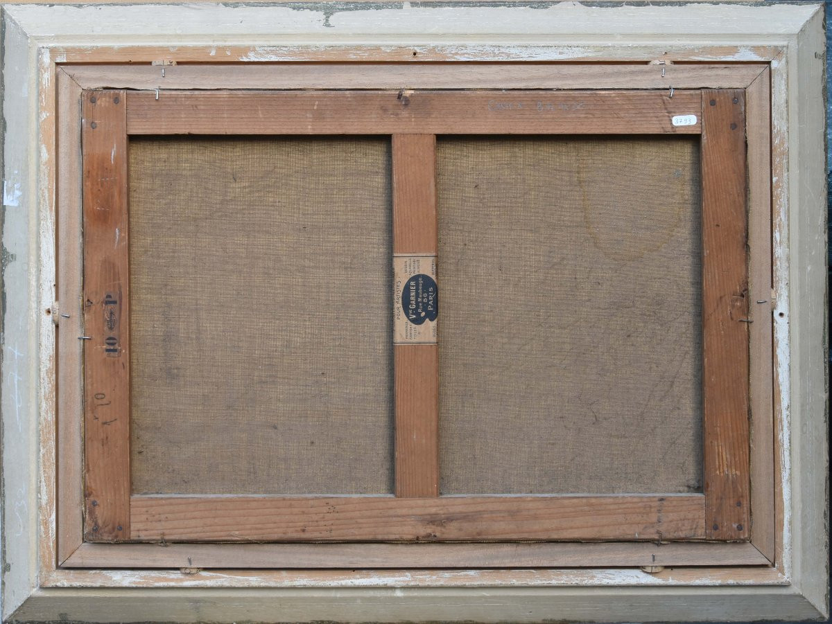 Gaston BALANDE  "Château en bord de mer"  huile sur toile 38x55-photo-3